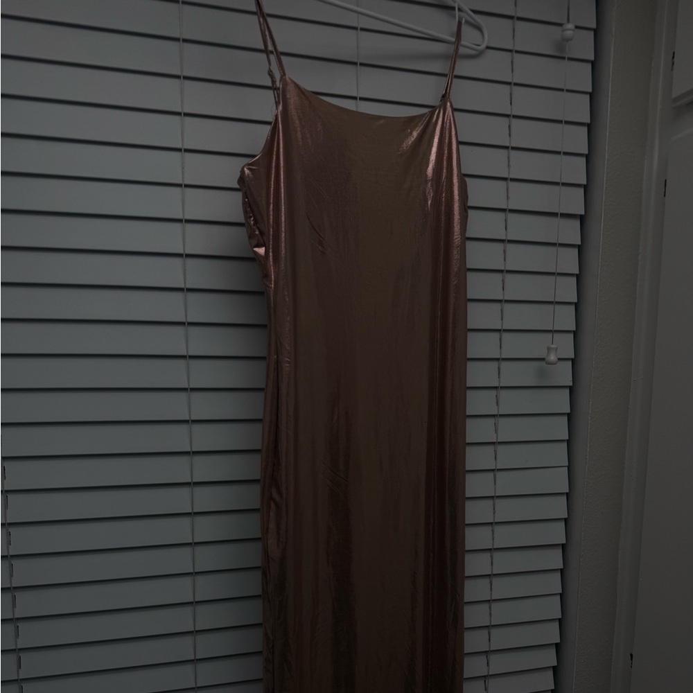Elegant Metallic Rose Maxi Dress